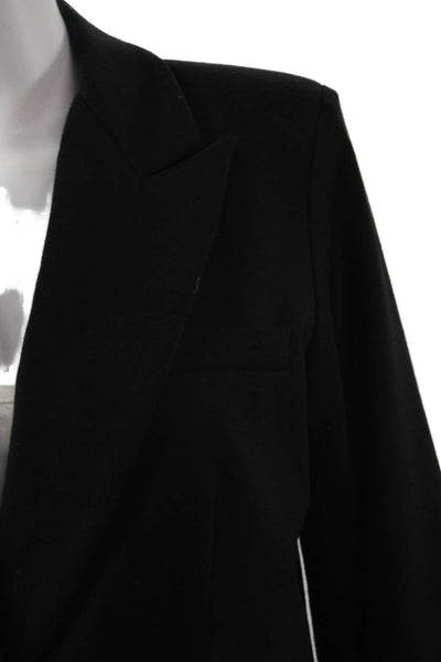 Gibson Womens Black Collared Button Blazer Cotton Blend Long Sleeve Size S