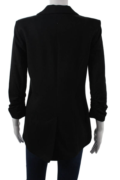 Gibson Womens Black Collared Button Blazer Cotton Blend Long Sleeve Size S