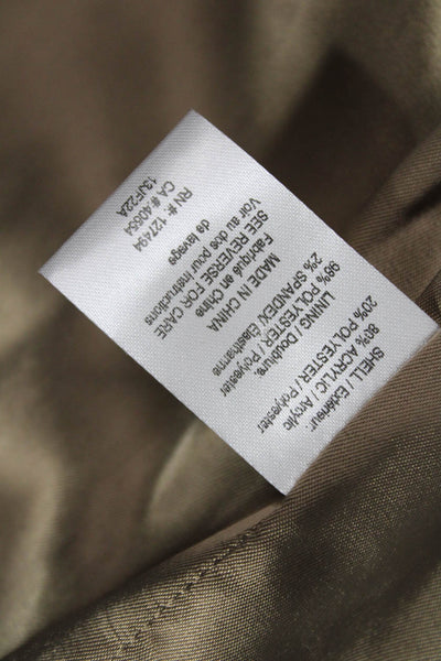 Heartloom Women Brown Striped V-Neck Petite Sheepskin Jacket Size XS