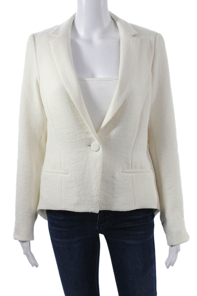 Drew Womens Blazer White Collared Button Long Sleeve Polyester Size S
