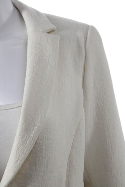 Drew Womens Blazer White Collared Button Long Sleeve Polyester Size S