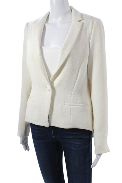 Drew Womens Blazer White Collared Button Long Sleeve Polyester Size S