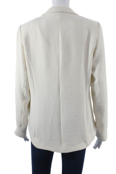 Drew Womens Blazer White Collared Button Long Sleeve Polyester Size S