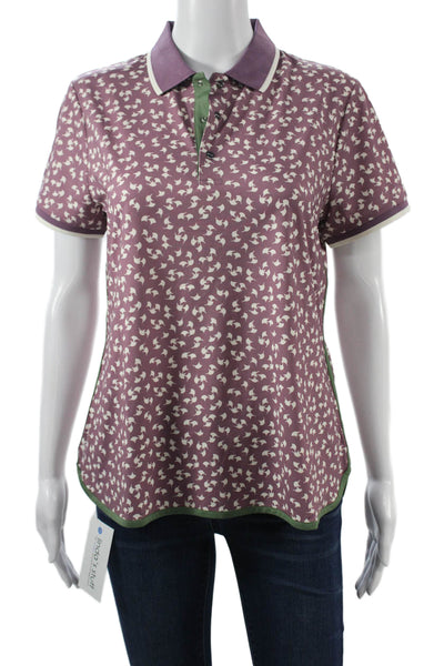RLX Ralph Lauren Womens Purple Collared Button Polo Short Sleeve Size M