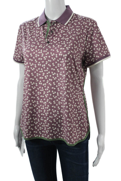 RLX Ralph Lauren Womens Purple Collared Button Polo Short Sleeve Size M