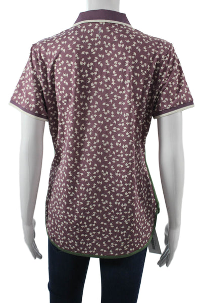 RLX Ralph Lauren Womens Purple Collared Button Polo Short Sleeve Size M