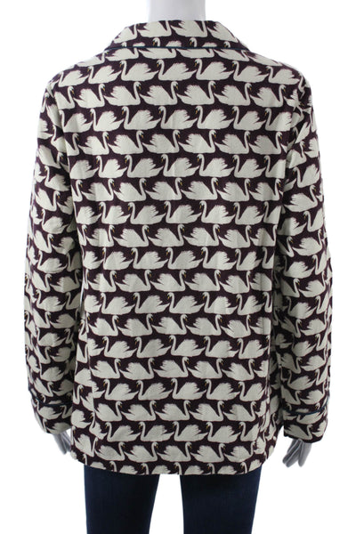 Boden Womens Pajama Top Red Animal Print Collared Cotton Long Sleeve Size 4