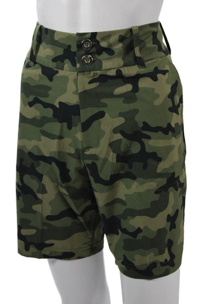 InPhorm Mens Bermuda Shorts Green Camo Army Button Size M