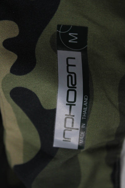 InPhorm Mens Bermuda Shorts Green Camo Army Button Size M