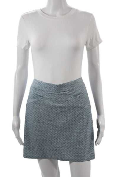 RLX Ralph Lauren Women Pleated Skort Herringbone Blue Nylon Blend Short Size M