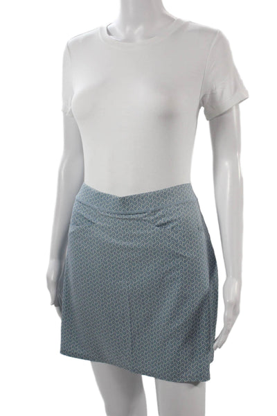 RLX Ralph Lauren Women Pleated Skort Herringbone Blue Nylon Blend Short Size M