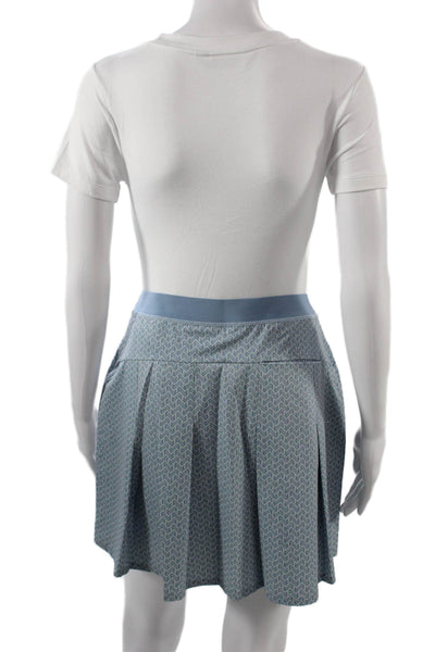 RLX Ralph Lauren Women Pleated Skort Herringbone Blue Nylon Blend Short Size M