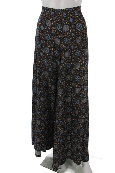 BOTEH Women Black Floral Bohemian Lenzing Viscose Long Pants Size 3