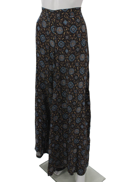 BOTEH Women Black Floral Bohemian Lenzing Viscose Long Pants Size 3