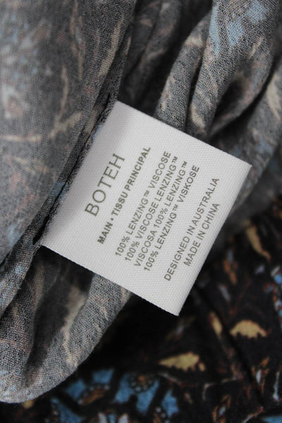 BOTEH Women Black Floral Bohemian Lenzing Viscose Long Pants Size 3