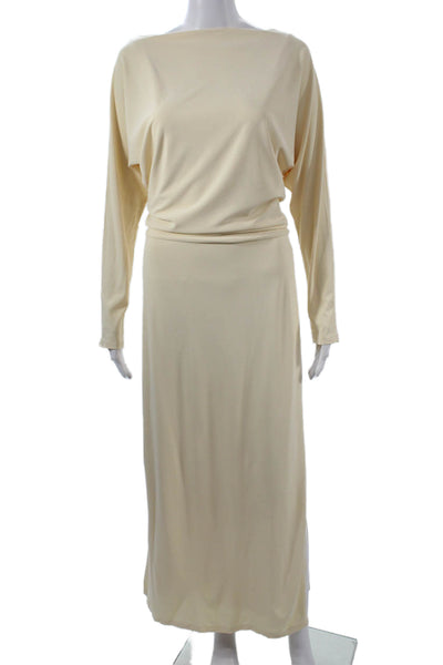 Rue Sophie Womens Maxi Dress Beige Long Sleeve Viscose Spandex Classic Size S
