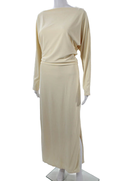 Rue Sophie Womens Maxi Dress Beige Long Sleeve Viscose Spandex Classic Size S