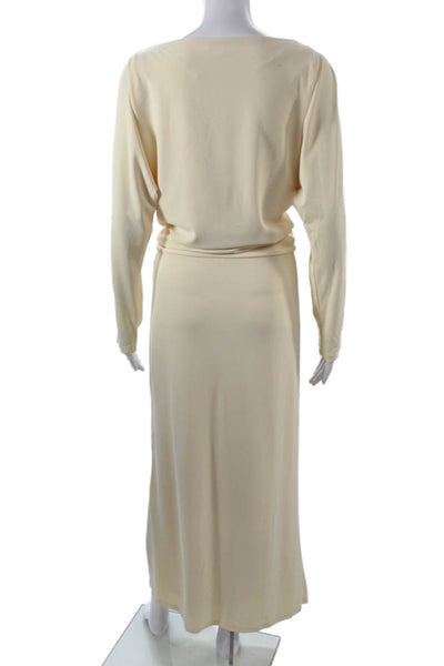 Rue Sophie Womens Maxi Dress Beige Long Sleeve Viscose Spandex Classic Size S