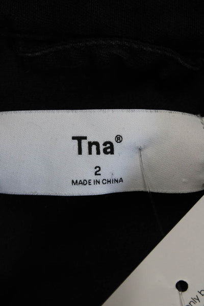 TNA Women Military Jacket Black Collared Button Cotton Long Sleeve Size 2