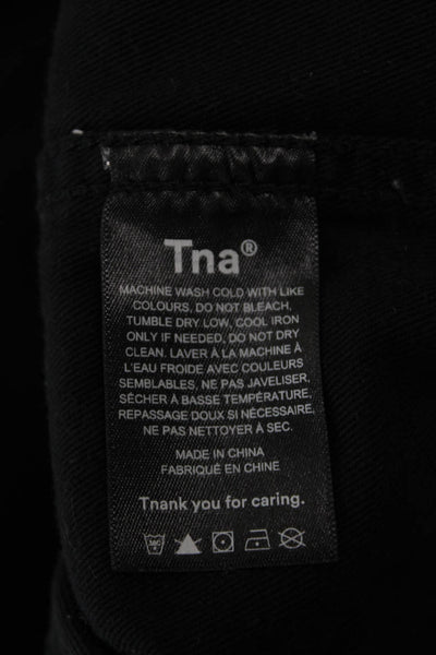 TNA Women Military Jacket Black Collared Button Cotton Long Sleeve Size 2