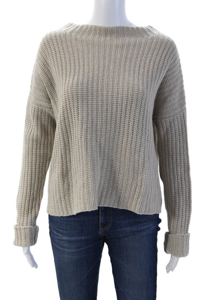 Vince Unisex Beige Pullover Sweater 50% Yak 50% Wool Crew Neck Size S
