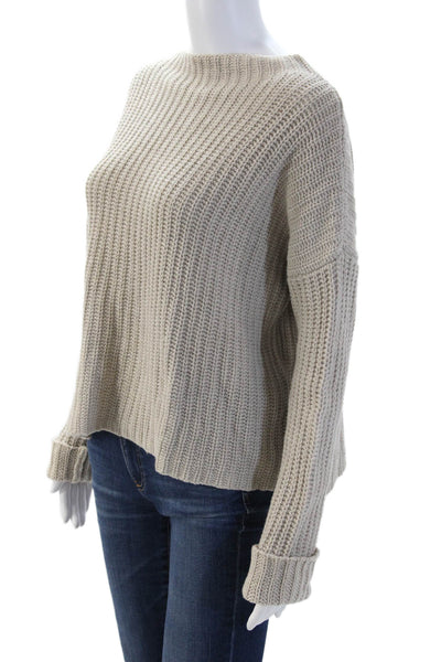 Vince Unisex Beige Pullover Sweater 50% Yak 50% Wool Crew Neck Size S