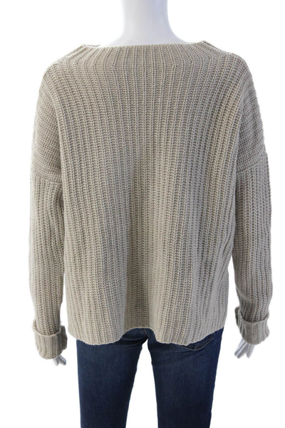 Vince Unisex Beige Pullover Sweater 50% Yak 50% Wool Crew Neck Size S