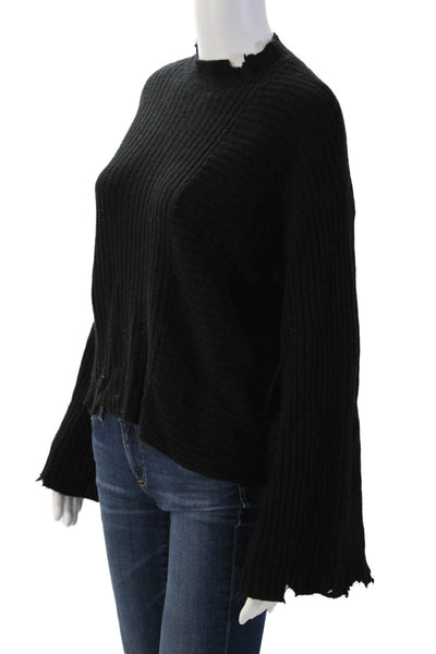 The Range Unisex Black Wool Mock Neck Pullover Long Sleeve Grunge Size M