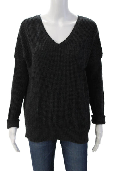 Vince Unisex Black Wool V Neck Pullover Sweater Long Sleeve Size S