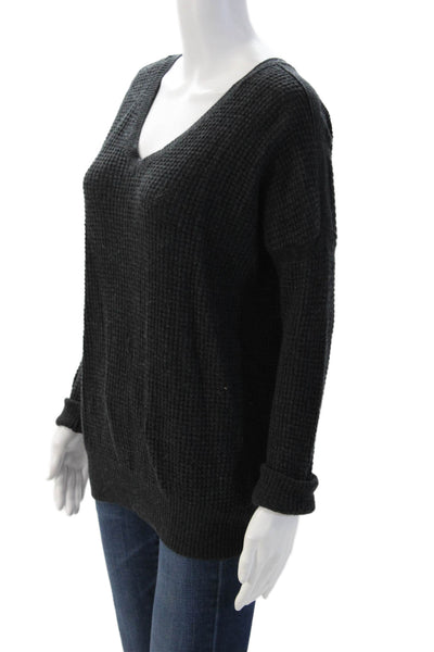 Vince Unisex Black Wool V Neck Pullover Sweater Long Sleeve Size S