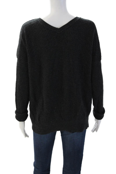 Vince Unisex Black Wool V Neck Pullover Sweater Long Sleeve Size S