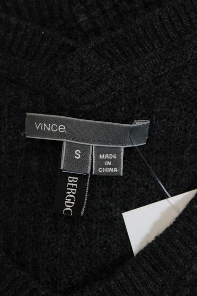 Vince Unisex Black Wool V Neck Pullover Sweater Long Sleeve Size S