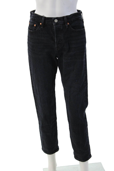 Levi's Unisex Black Cropped Straight Ankle High Rise Jeans Size 26