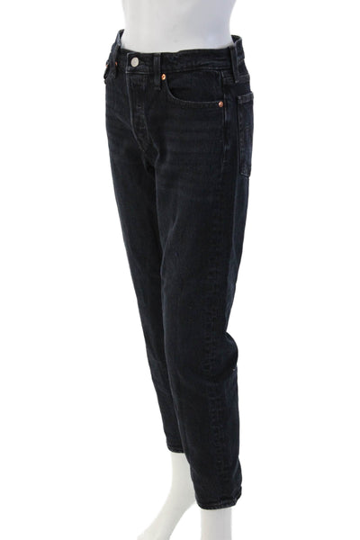 Levi's Unisex Black Cropped Straight Ankle High Rise Jeans Size 26