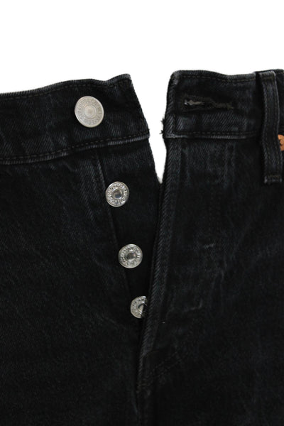 Levi's Unisex Black Cropped Straight Ankle High Rise Jeans Size 26