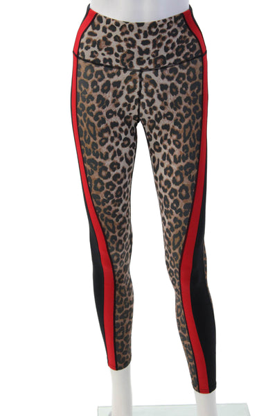 Bandier Womens Ankle Jeggings Beige Animal Print Size XS