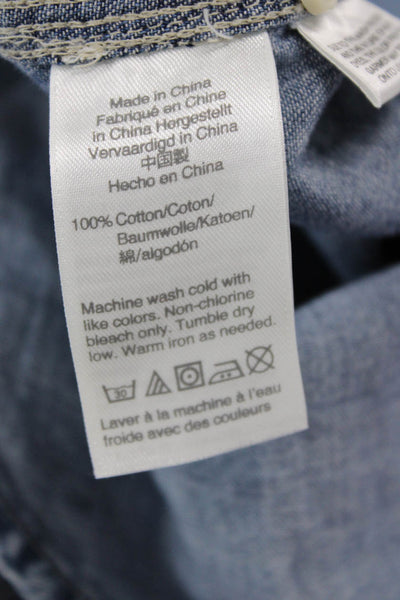 J Crew Women Basic Button-Up Blue 100% Cotton Collared Long Sleeve Size 0