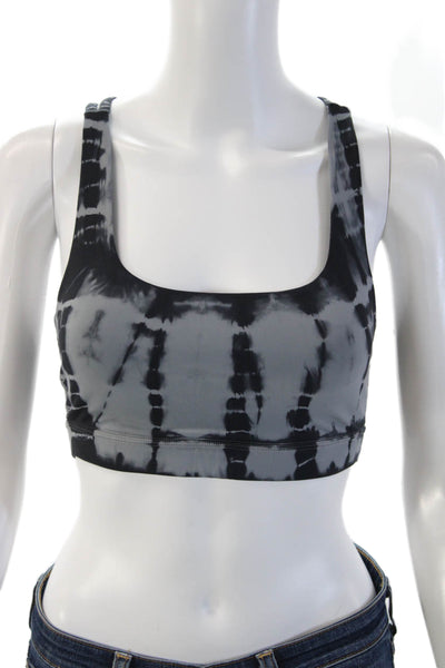 Lululemon Womens Scoop Neck Strappy Back Tie Dyed Sports Bra Gray Navy Size 2