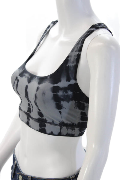 Lululemon Womens Scoop Neck Strappy Back Tie Dyed Sports Bra Gray Navy Size 2