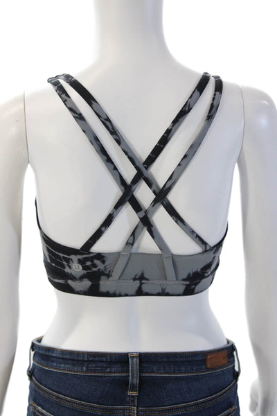 Lululemon Womens Scoop Neck Strappy Back Tie Dyed Sports Bra Gray Navy Size 2