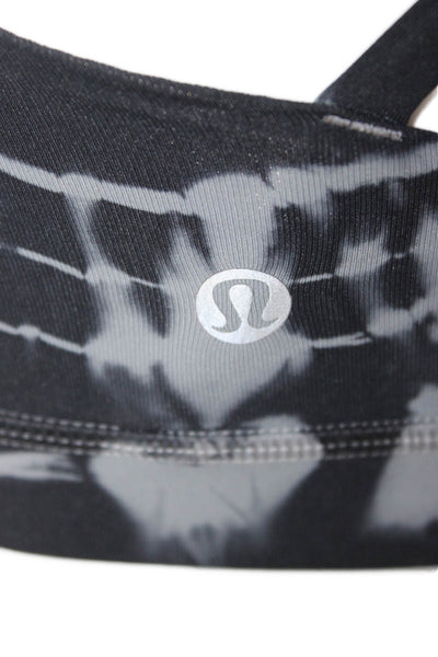 Lululemon Womens Scoop Neck Strappy Back Tie Dyed Sports Bra Gray Navy Size 2