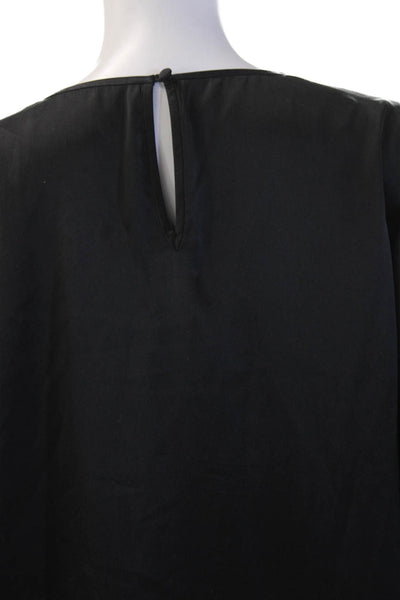 Cami NYC Women Black Viscose Bohemian Blouse Short Sleeve Button Size S