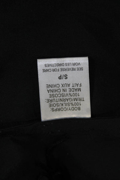 Cami NYC Women Black Viscose Bohemian Blouse Short Sleeve Button Size S