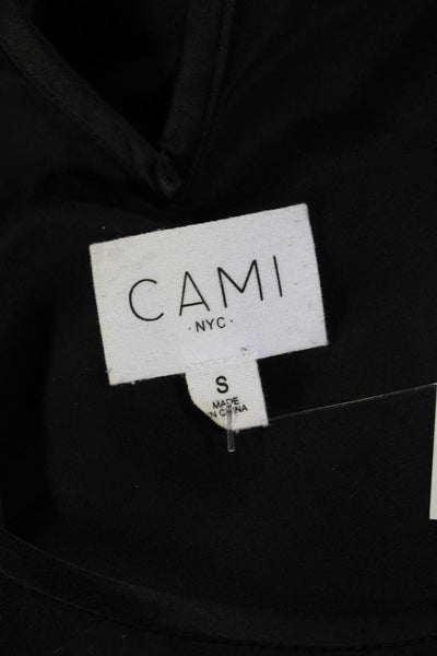 Cami NYC Women Black Viscose Bohemian Blouse Short Sleeve Button Size S