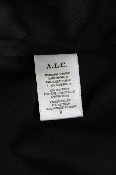 ALC Women Black Mini Shift Dress Long Sleeve Mock Neck Zip Size 8