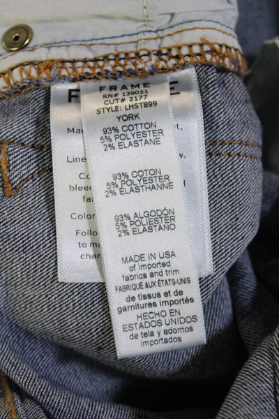 Frame Denim Women Ankle Cropped Skinny Jeans Dark Blue Mid Rise Button Size 24