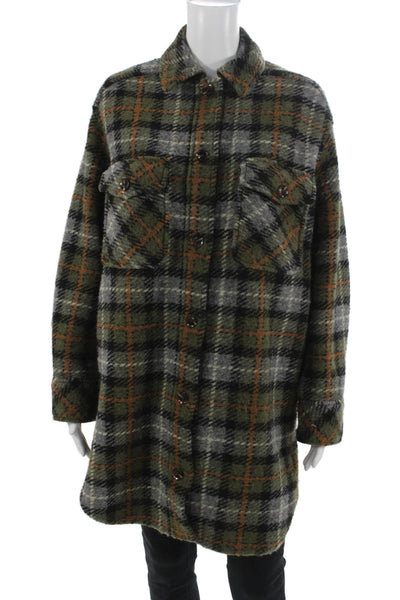 Samsoe & Samsoe Mens Black Plaid Point Collar Button Up Jacket Sleeve Size XS