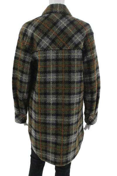 Samsoe & Samsoe Mens Black Plaid Point Collar Button Up Jacket Sleeve Size XS