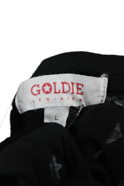 Goldie Womens Black Pima Cotton Round Neck Short Sleeve Tee Stars Size L