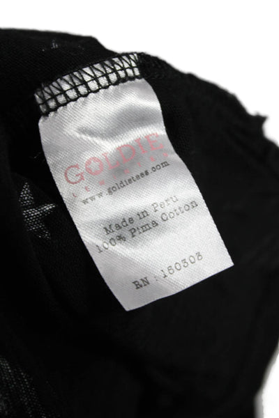 Goldie Womens Black Pima Cotton Round Neck Short Sleeve Tee Stars Size L